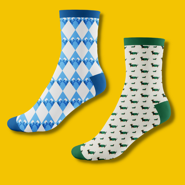 German Themed Socks - Alpine Dachshund Dog or Bavarian G'Suffa! Pattern